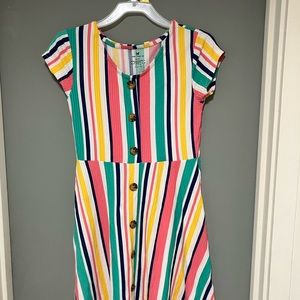 Girls Size S(7-8) Multi Color Strip Pullover Dress